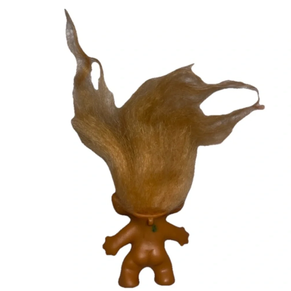 Vintage 60s Tab Neck Unmarked 2.5” Troll Doll Light‎ Orange Hair Hazel Eyes